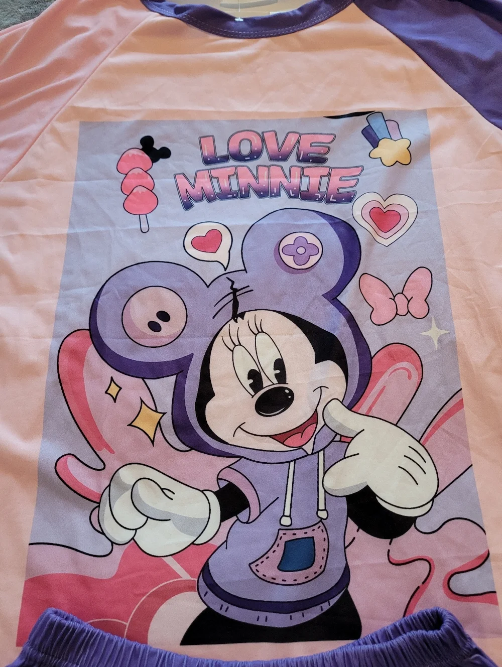Mothing House Love Minnie Ladies 2 PC Ss Pajama Set W/Shorts BNWT Med Cute Comfy - Picture 9 of 11